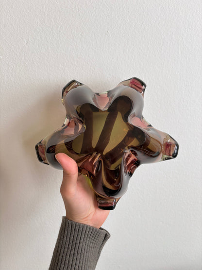 60s Czechoslovakia glass heavy bowl