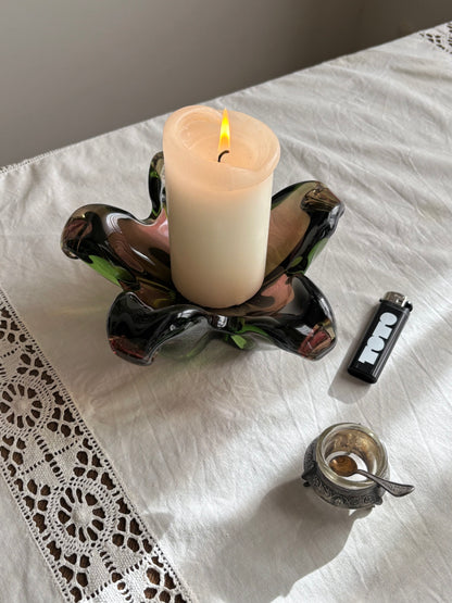 60s Czechoslovakia glass heavy bowl