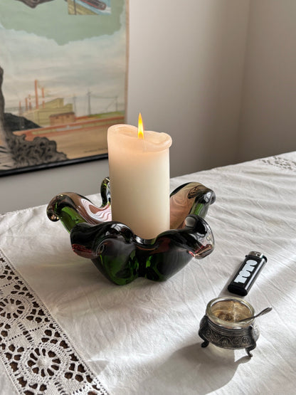 60s Czechoslovakia glass heavy bowl