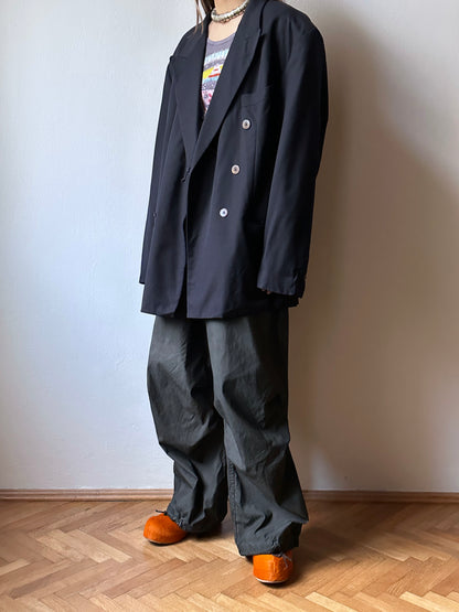 1990's HUGO BOSS navy double breasted blazer 90's Vintage Toto Praha Antique shop Vintage clothing store 古着屋 ユーロ古着 ヨーロッパ古着