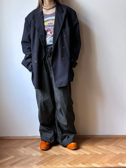 1990's HUGO BOSS navy double breasted blazer 90's Vintage Toto Praha Antique shop Vintage clothing store 古着屋 ユーロ古着 ヨーロッパ古着