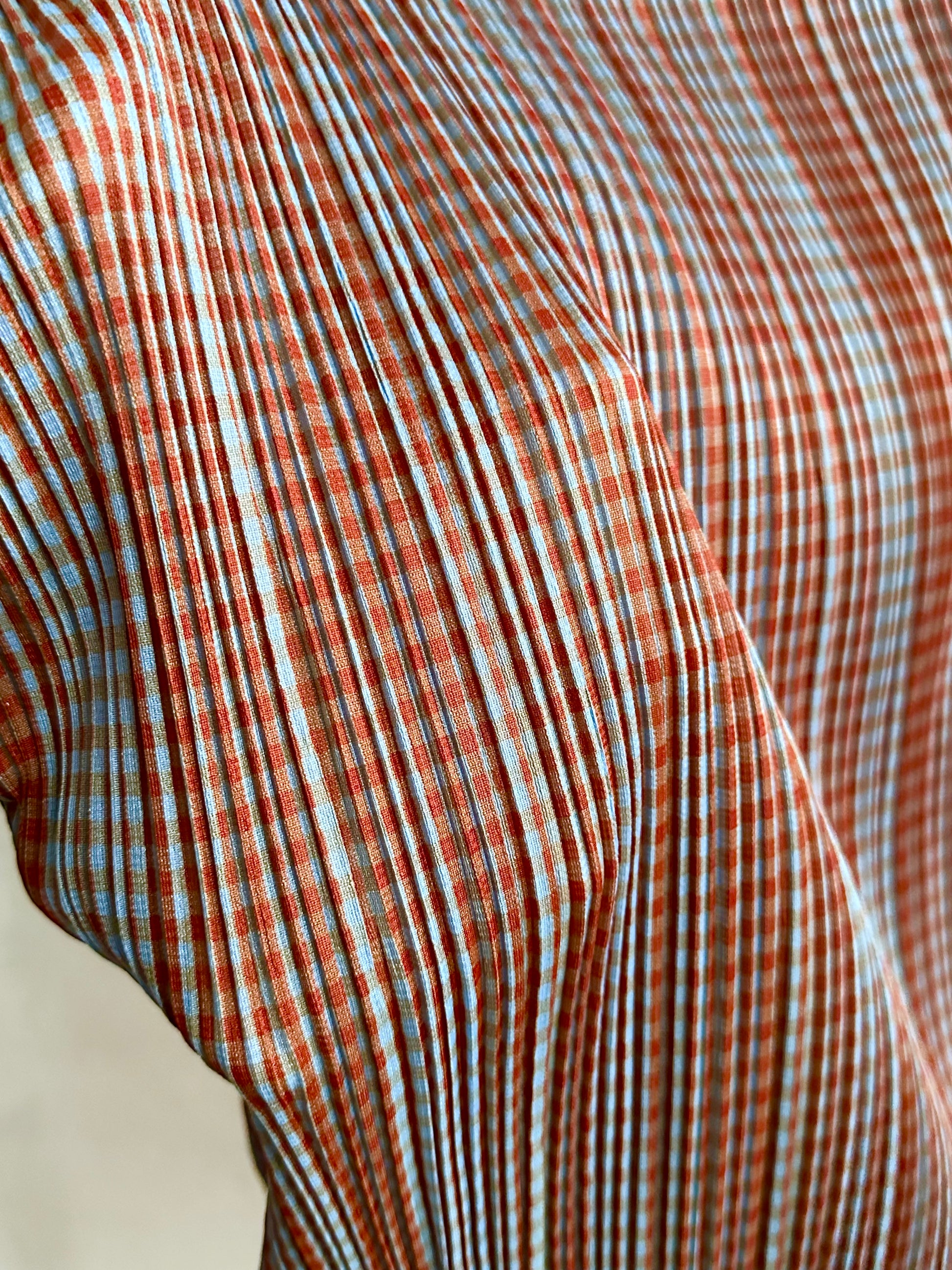 PLEATS PLEASE ISSEY MIYAKE 1997 1990s 90s vintage striped pattern plaid brown blue SS プリーツプリーズ イッセイミヤケ ヴィンテージ 1990's 90's 三宅一生 古着 古着屋 プラハ TOTO ヴィンテージストア Prague antique shop Praha vintage clothing store