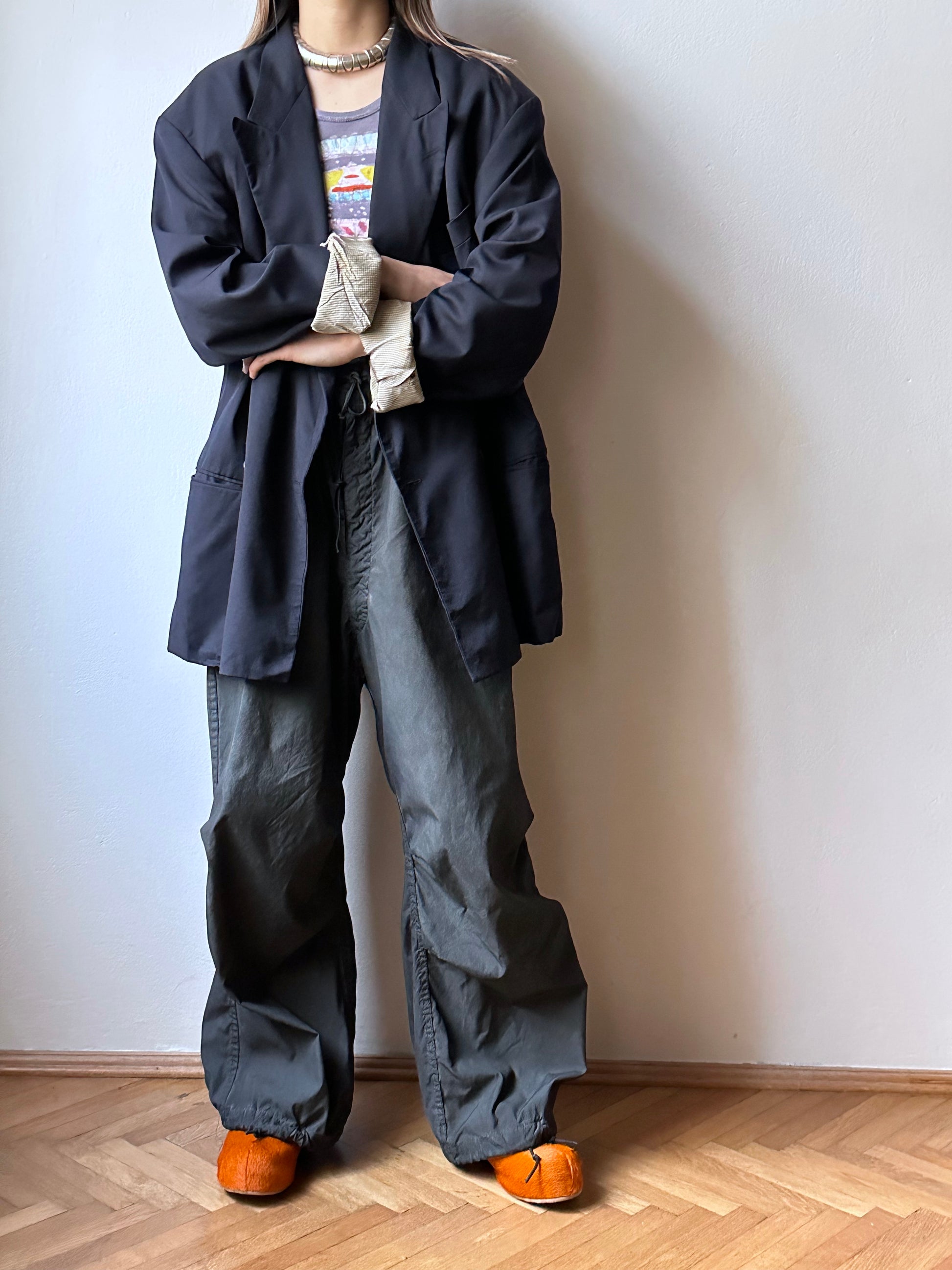 1990's HUGO BOSS navy double breasted blazer 90's Vintage Toto Praha Antique shop Vintage clothing store 古着屋 ユーロ古着 ヨーロッパ古着