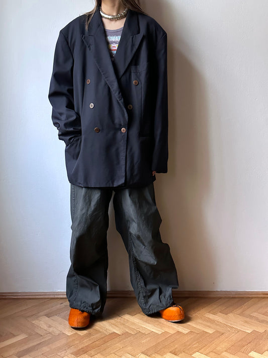 1990's HUGO BOSS navy double breasted blazer 90's Vintage Toto Praha Antique shop Vintage clothing store 古着屋 ユーロ古着 ヨーロッパ古着