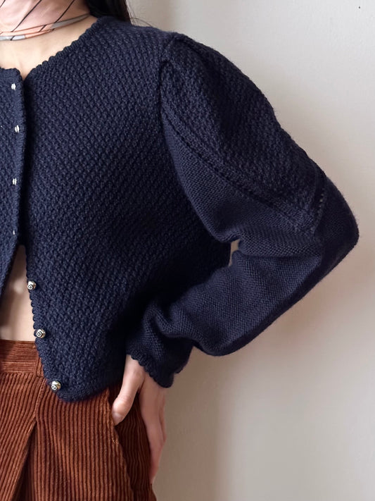 Tyrolean cardigan navy wool