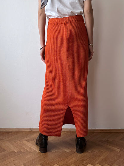 knit skirt in persimmon