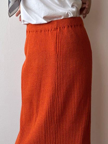knit skirt in persimmon