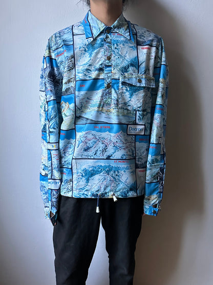 1970's Vintage Ski maps Pullover shirt 70's 70年代 Rare Toto Praha Vintage clothing store Antique shop Prague プラハ 古着屋 ヨーロッパ古着 ユーロ古着 古着卸 ユーロヴィンテージ totototrip