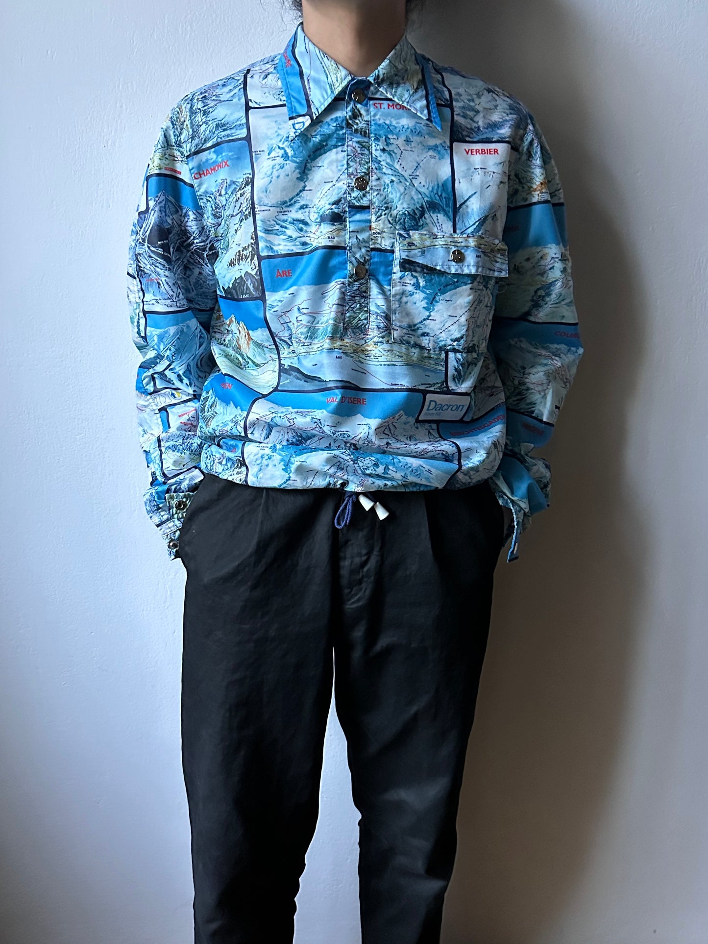 1970's Vintage Ski maps Pullover shirt 70's 70年代 Rare Toto Praha Vintage clothing store Antique shop Prague プラハ 古着屋 ヨーロッパ古着 ユーロ古着 古着卸 ユーロヴィンテージ totototrip