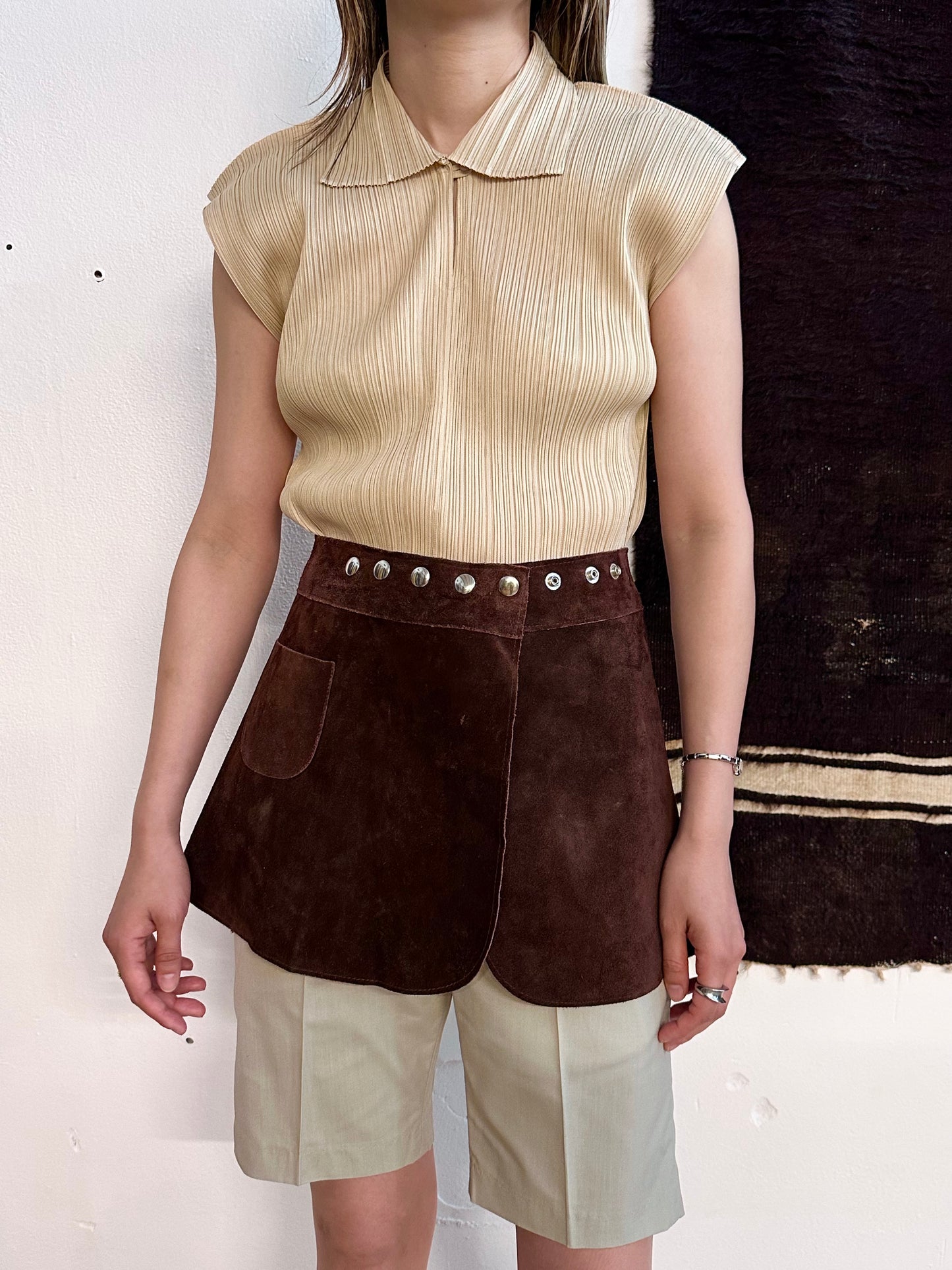 70s suede wrap skirt