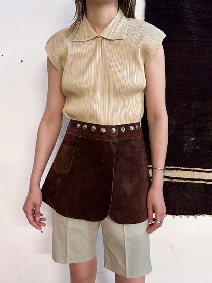 70s suede wrap skirt