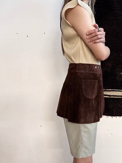 70s suede wrap skirt