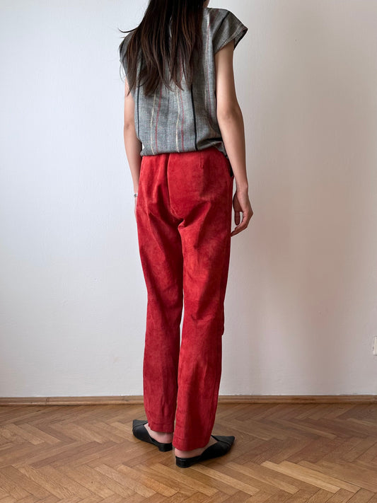 suede red trouser