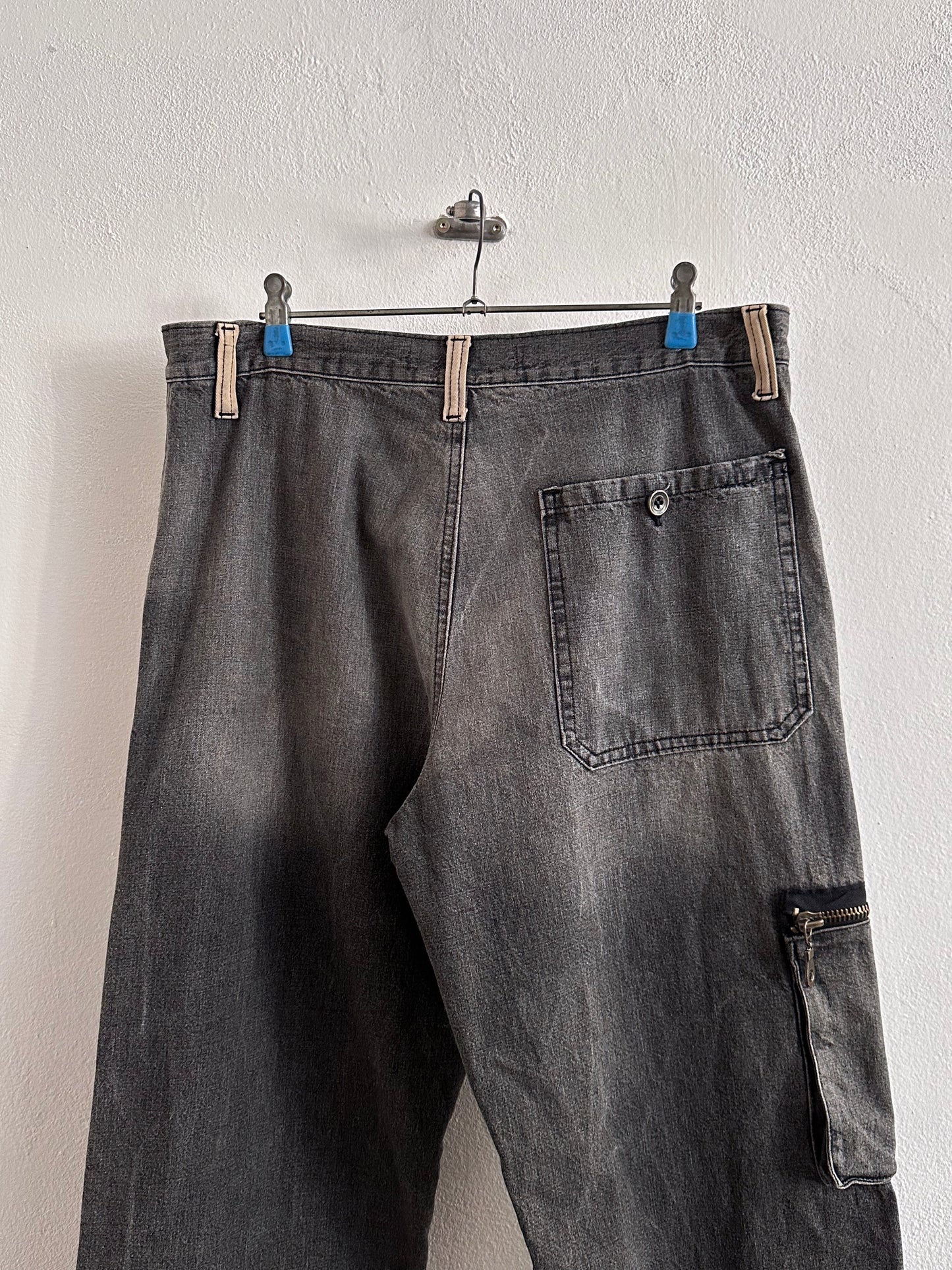 1990s Italy Black denim trousers - w33