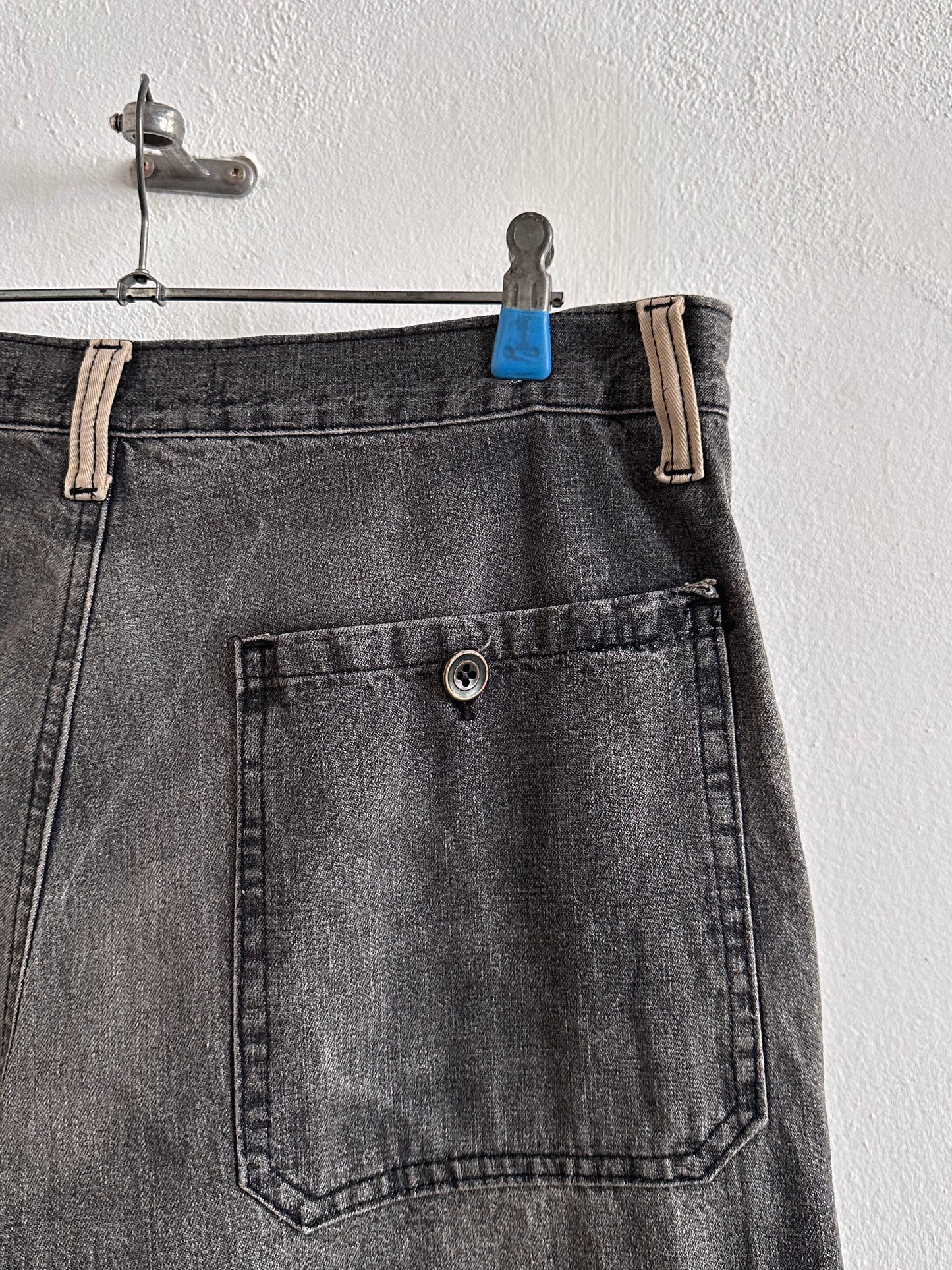 1990s Italy Black denim trousers - w33