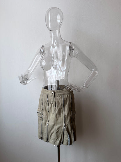 cotton nylon zip skirt