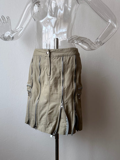 cotton nylon zip skirt