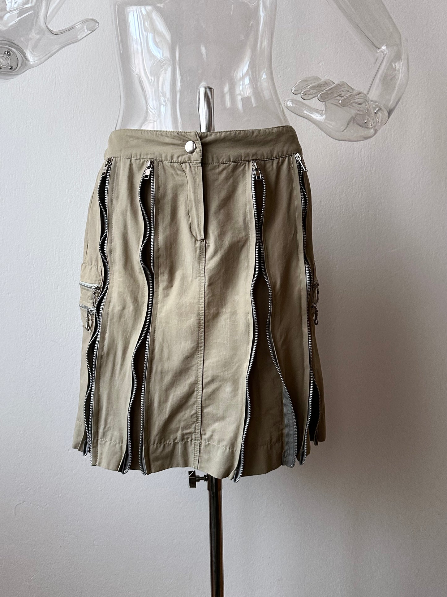 cotton nylon zip skirt