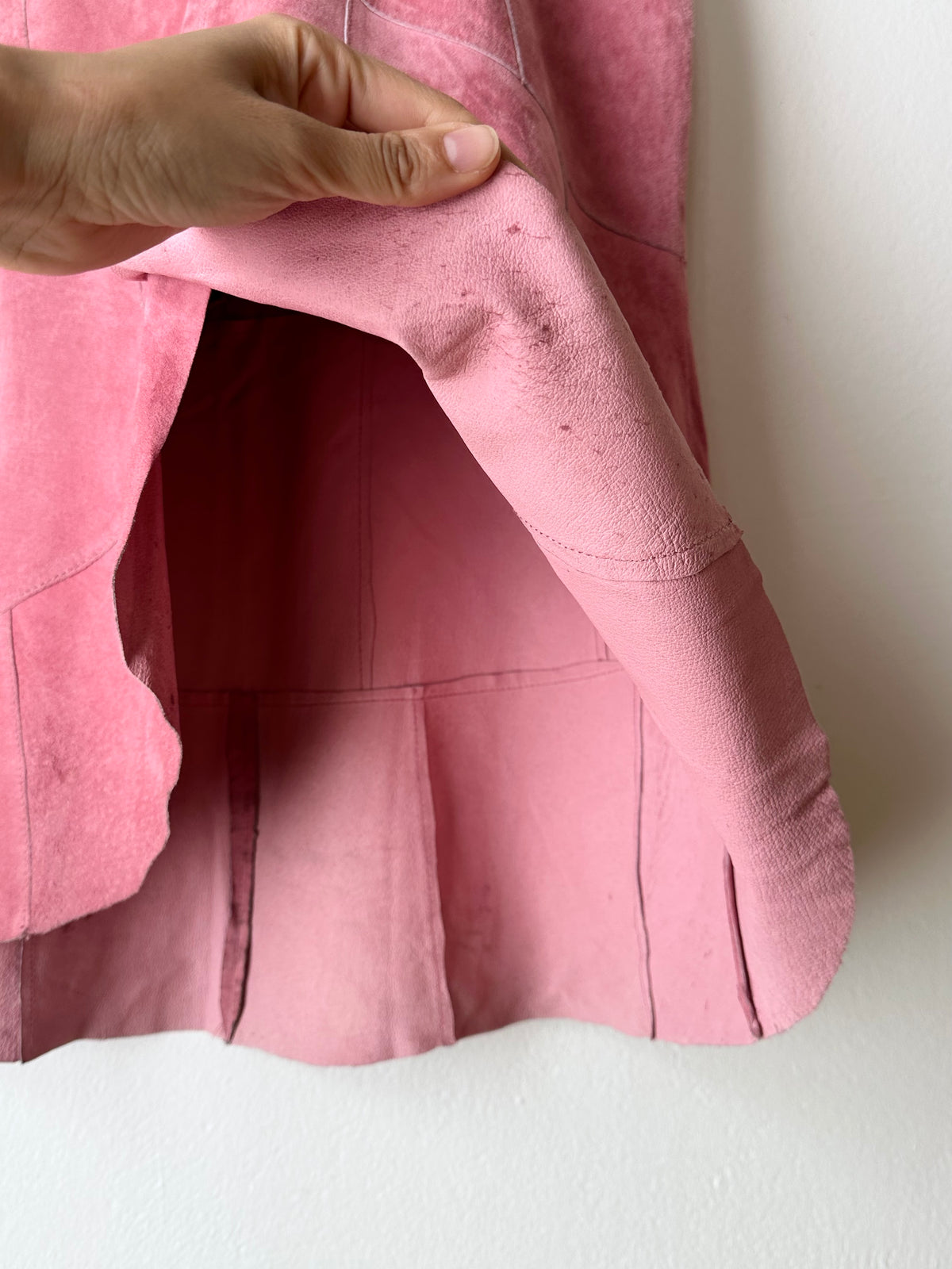 Pink suede skirt W30~31