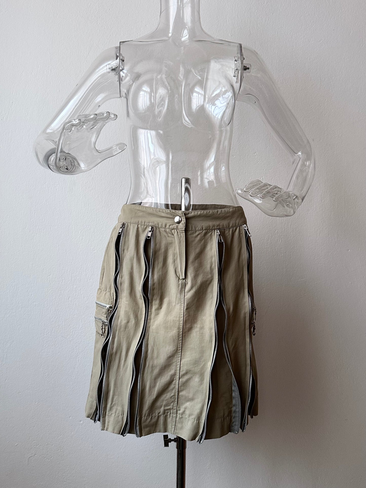 cotton nylon zip skirt