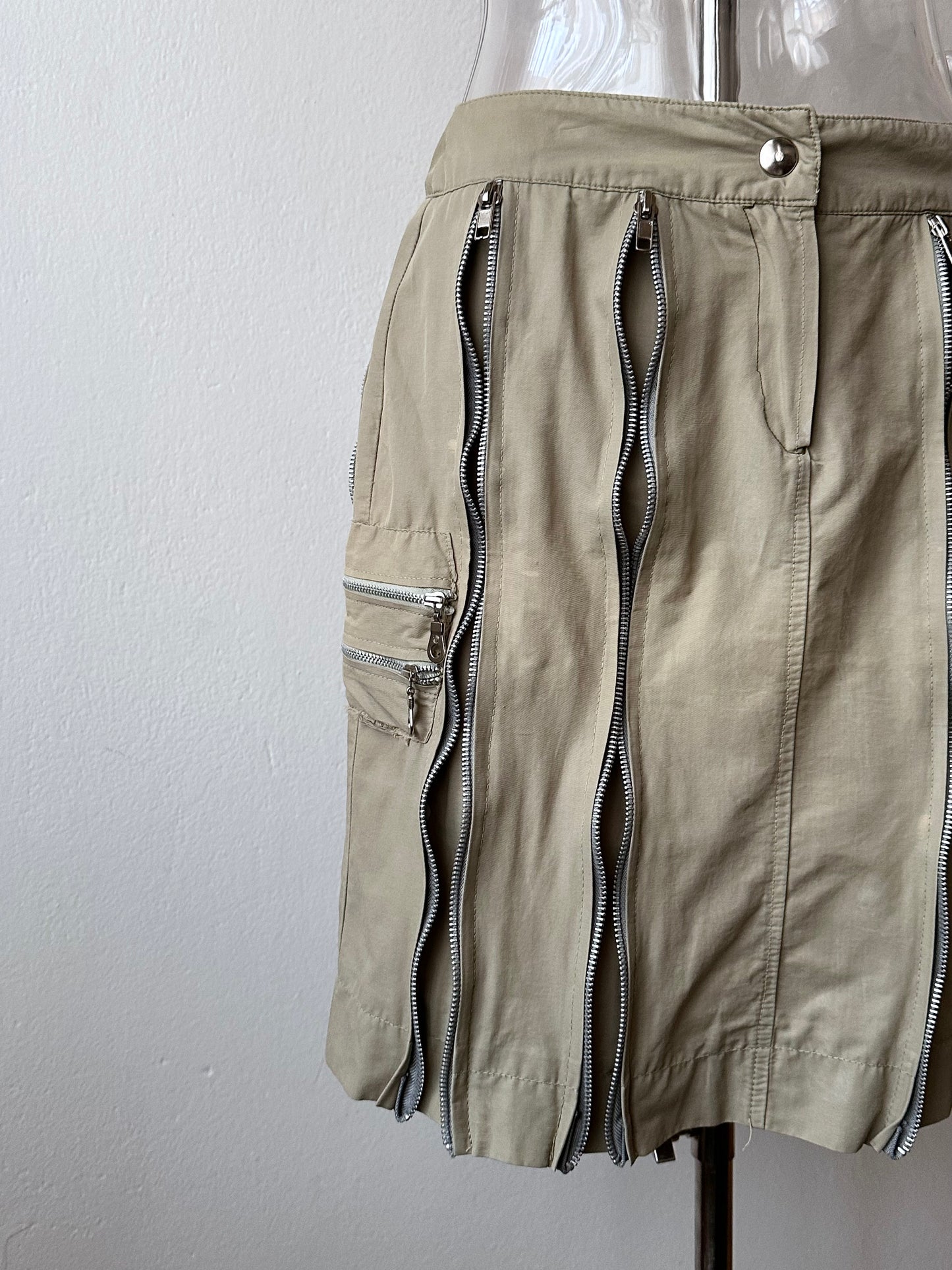 cotton nylon zip skirt