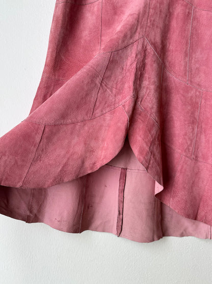 Pink suede skirt W30~31