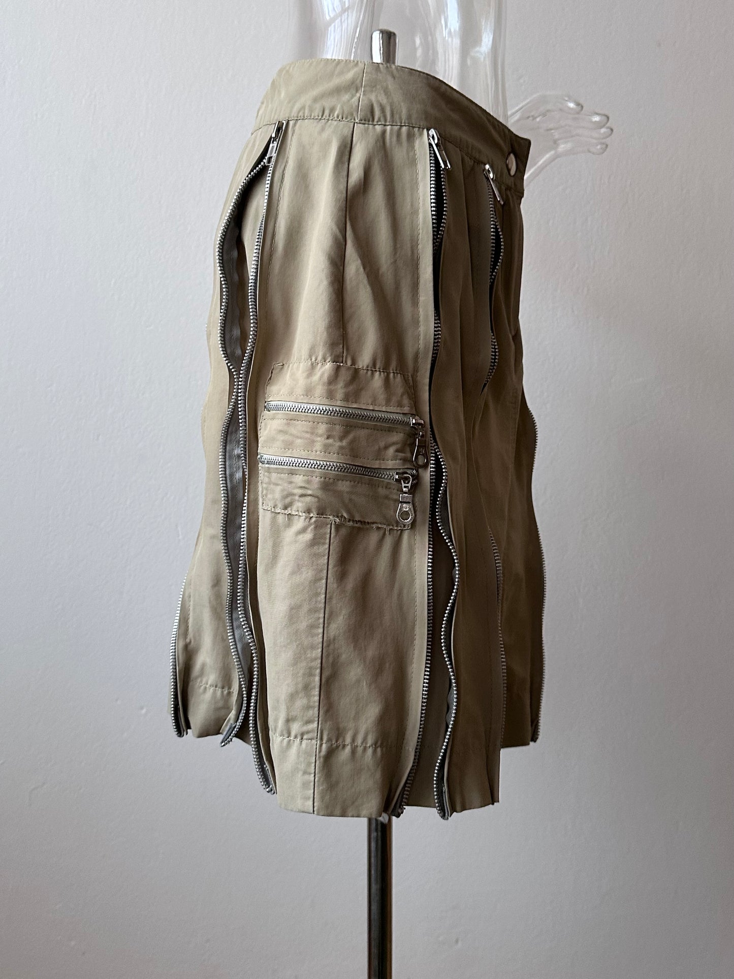 cotton nylon zip skirt