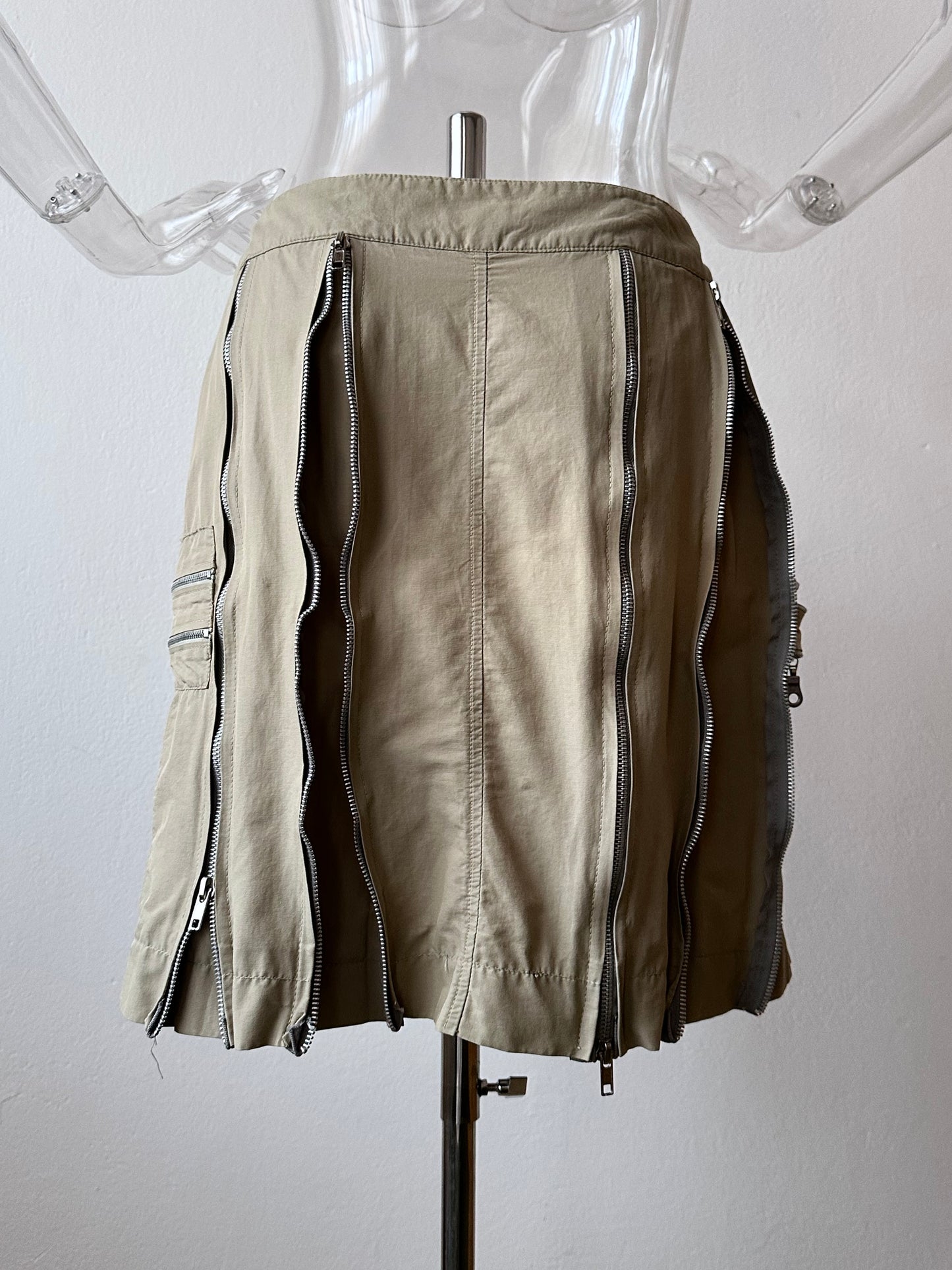 cotton nylon zip skirt