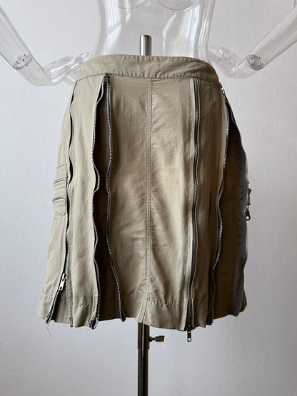 cotton nylon zip skirt