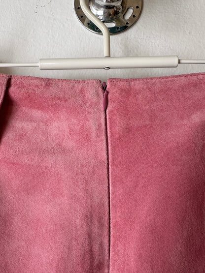 Pink suede skirt W30~31