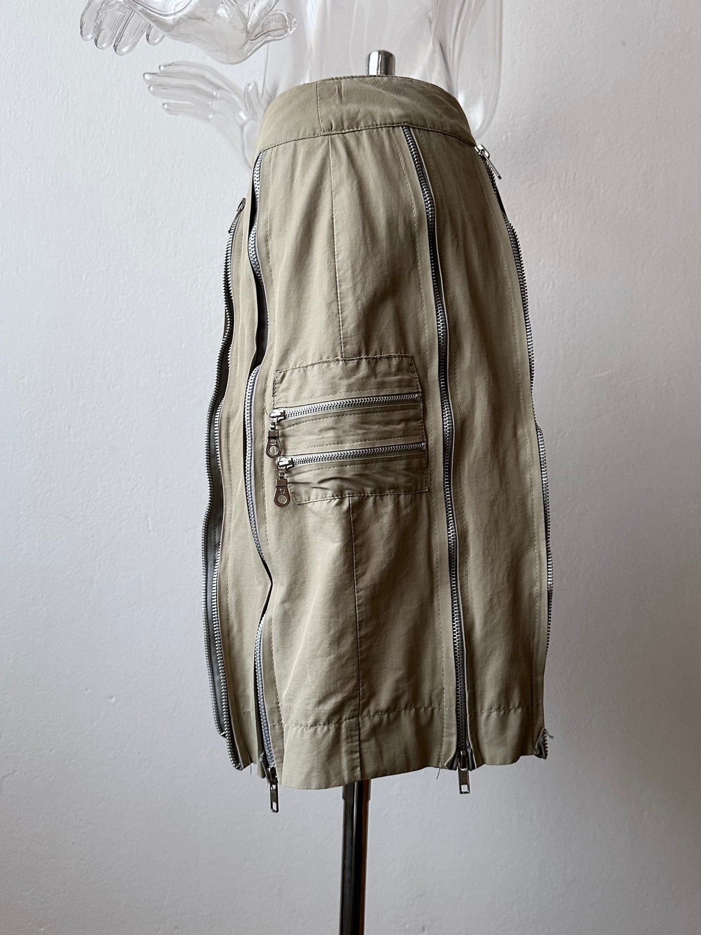 cotton nylon zip skirt