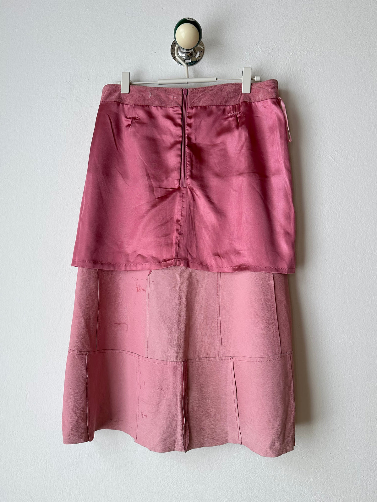 Pink suede skirt W30~31