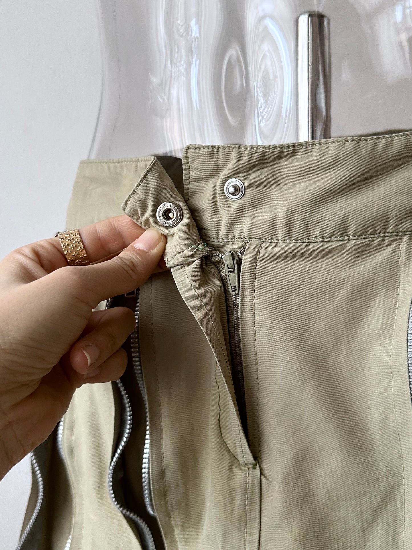 cotton nylon zip skirt