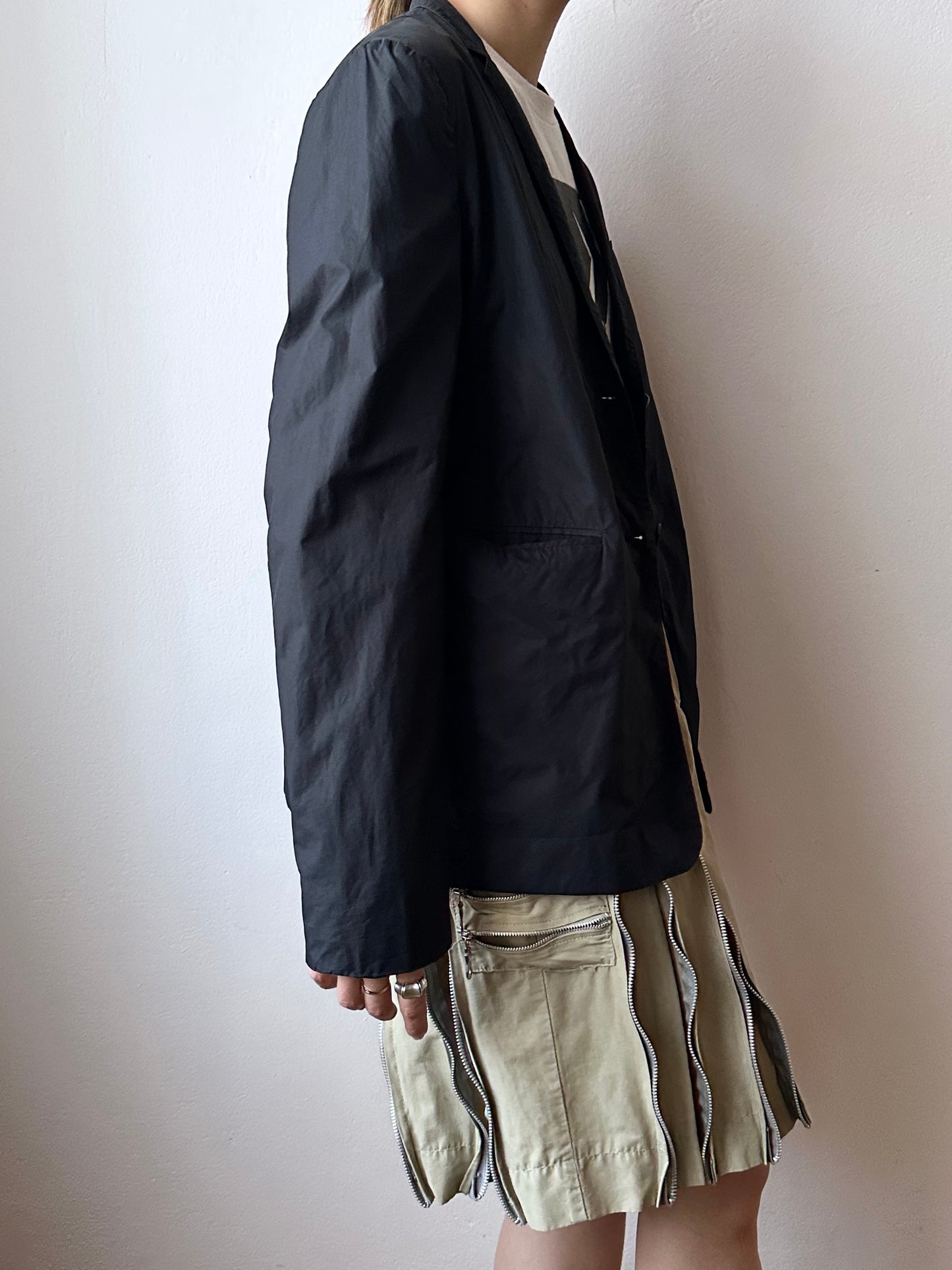 cotton nylon zip skirt