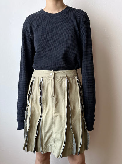 cotton nylon zip skirt