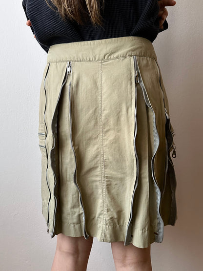 cotton nylon zip skirt
