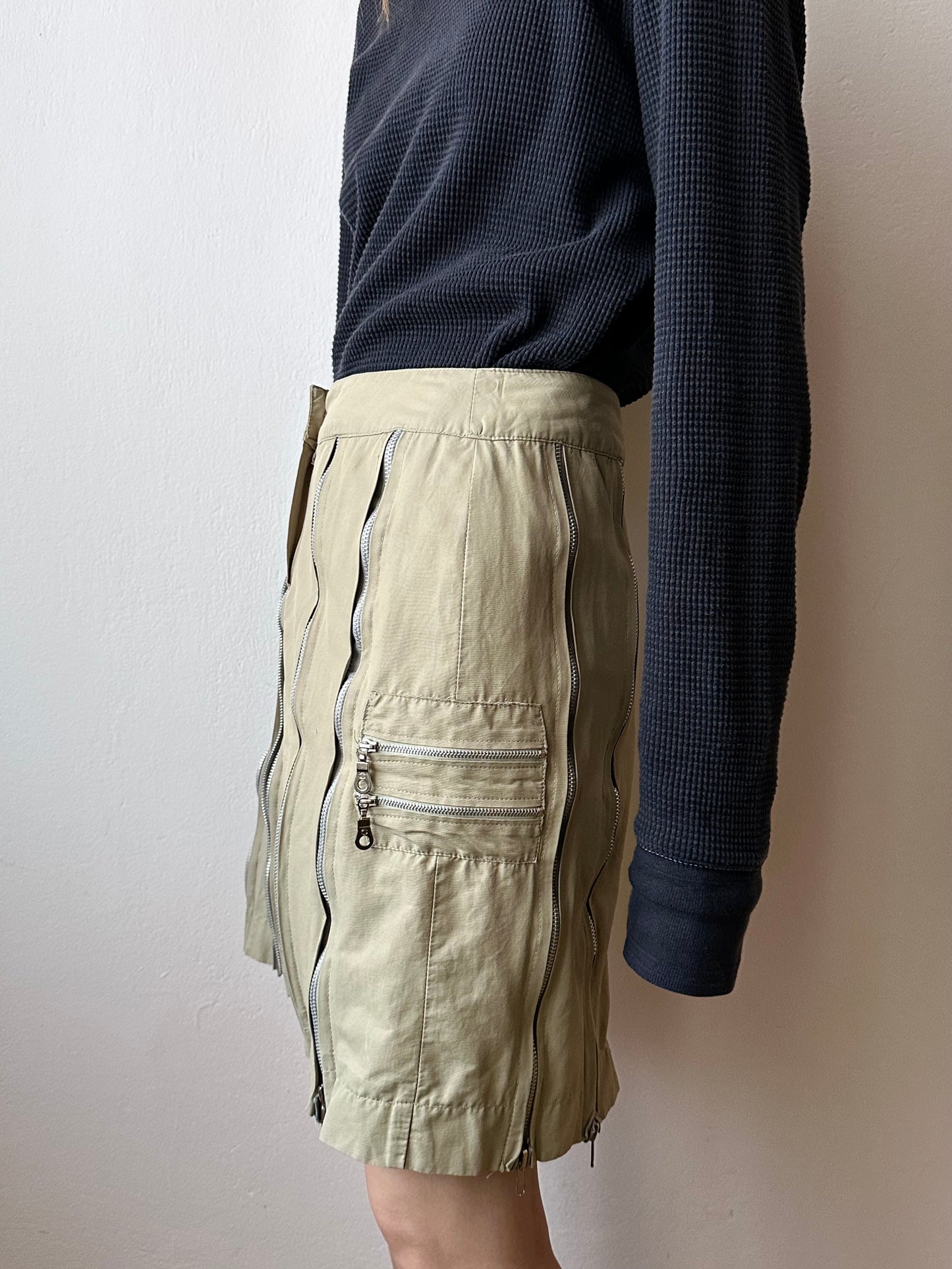 cotton nylon zip skirt