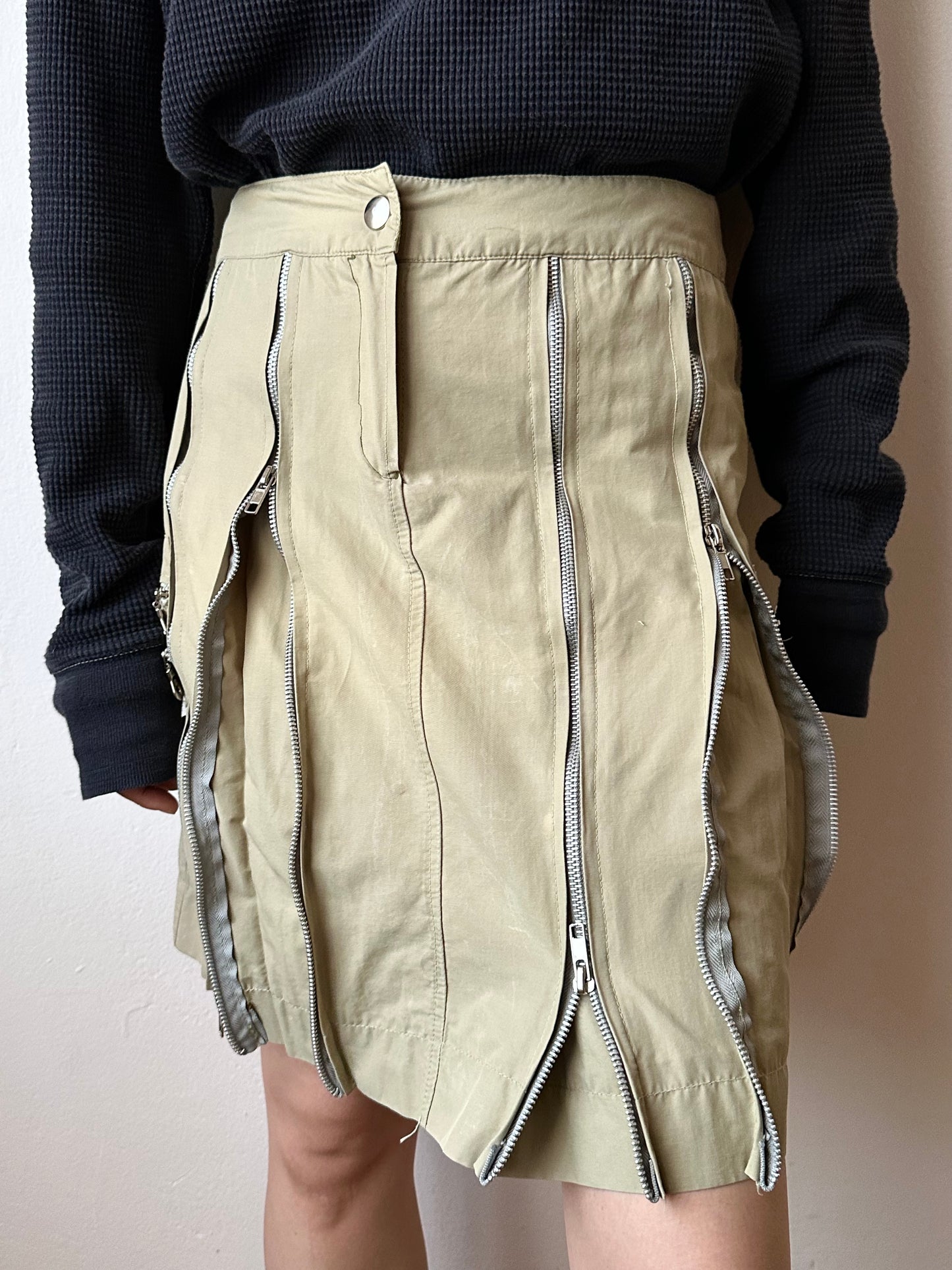 cotton nylon zip skirt