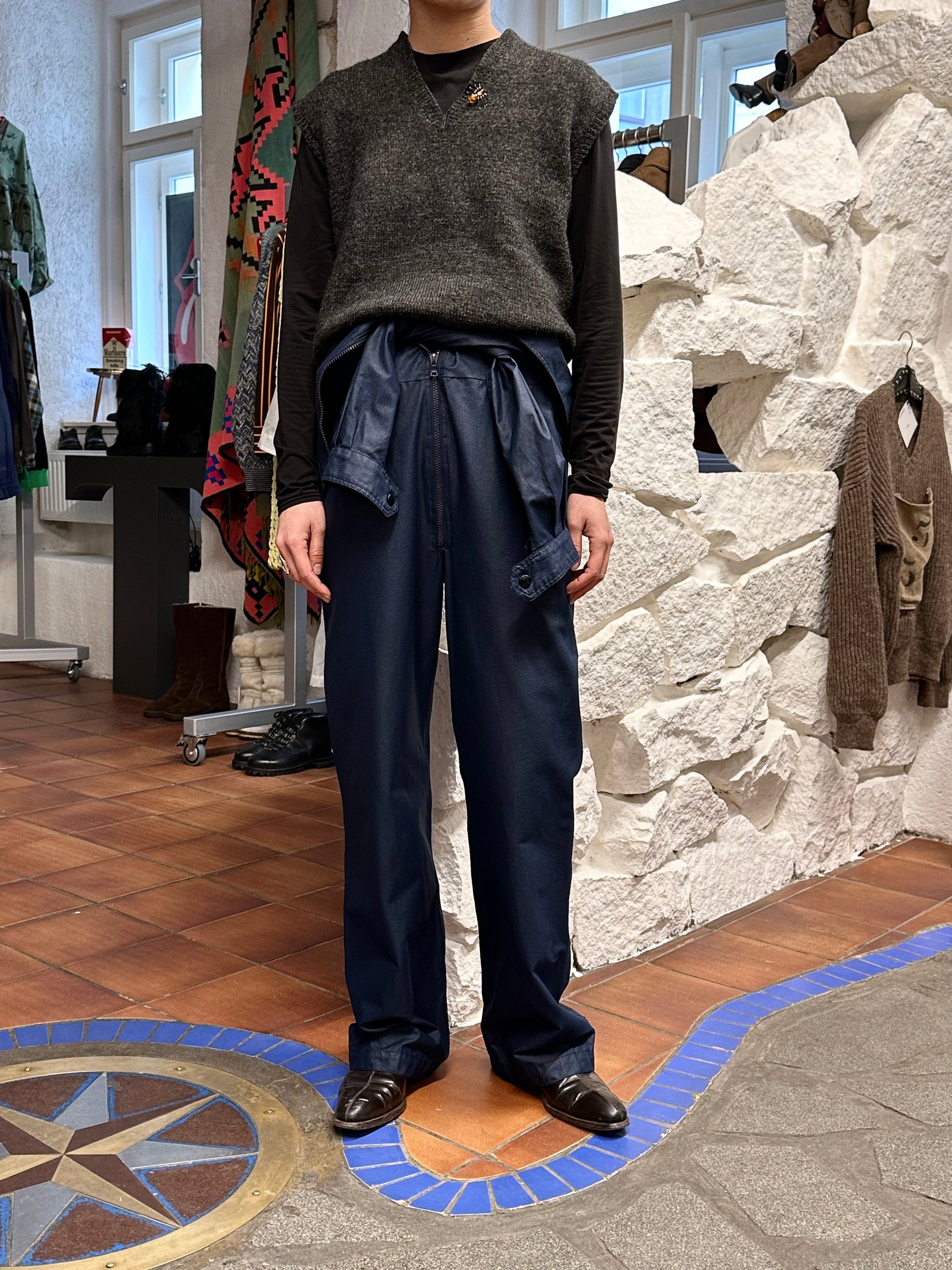 Michele Rosier V de V vintage vynal jumpsuit nylon jumpsuits ski suit wear navy 60s 70s 1960s 1970s 60's 70's 1960's 1970's Prague shop プラハ 古着屋