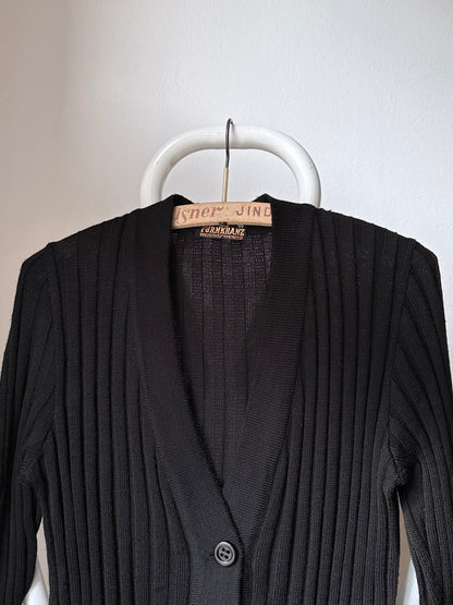 70s black rib cardigan