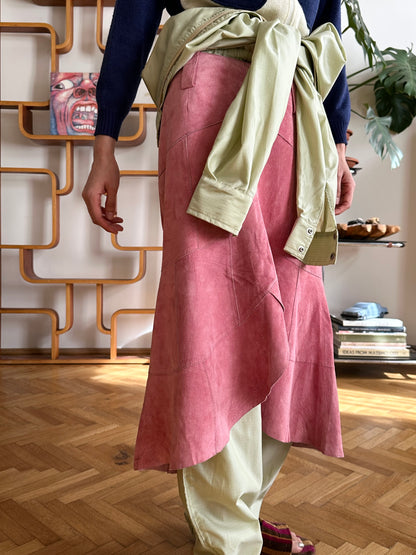 Pink suede skirt W30~31
