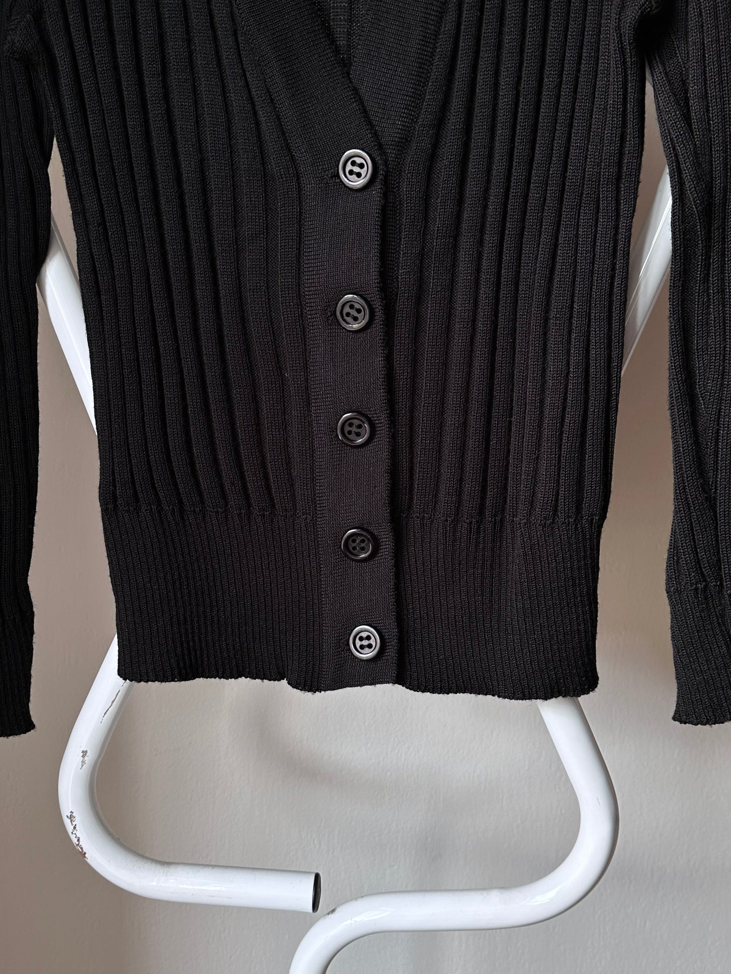 70s black rib cardigan