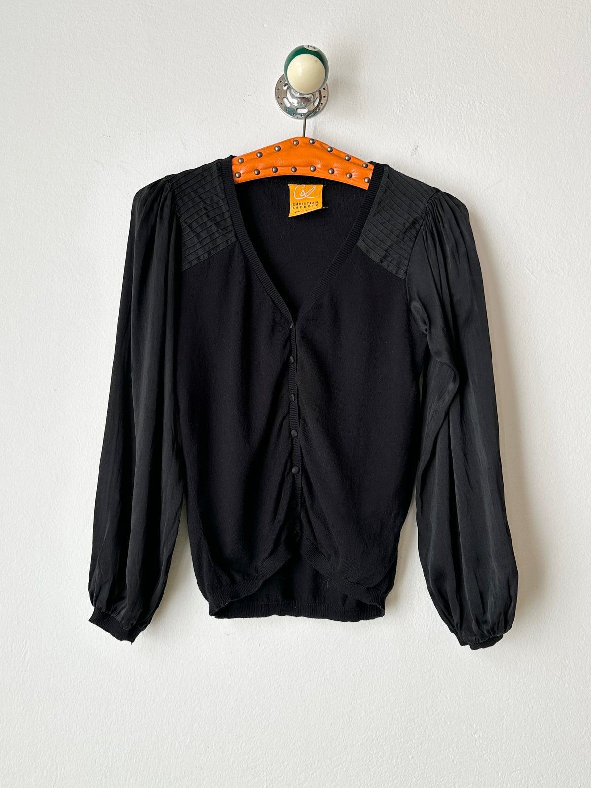 christian lacroix pret a porter black knit silk cardigan vintage 90s