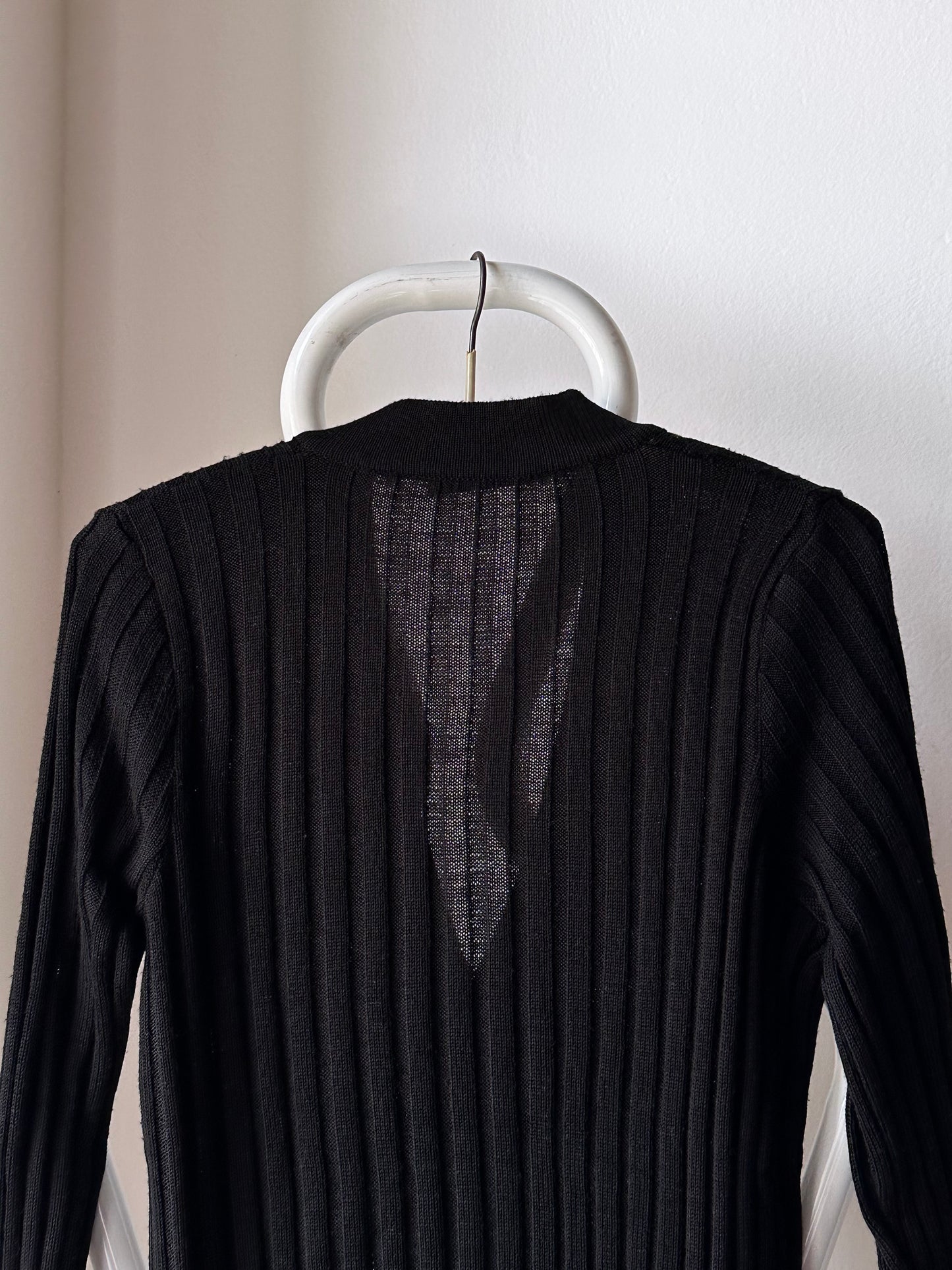 70s black rib cardigan