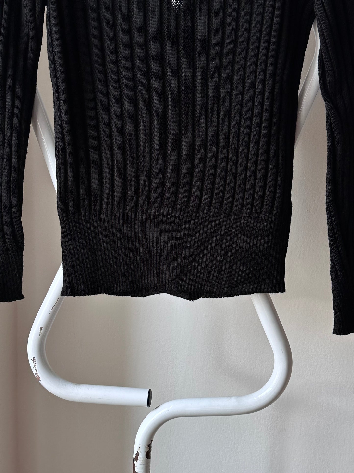 70s black rib cardigan