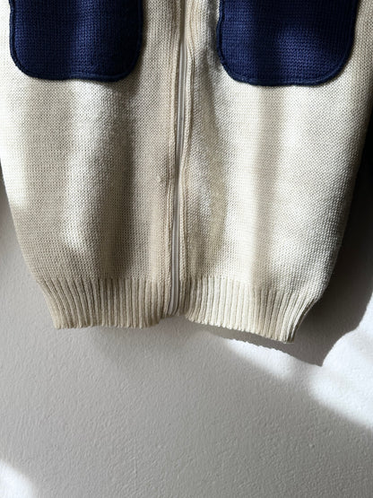 vintage zip-up knit cardigan with pockets