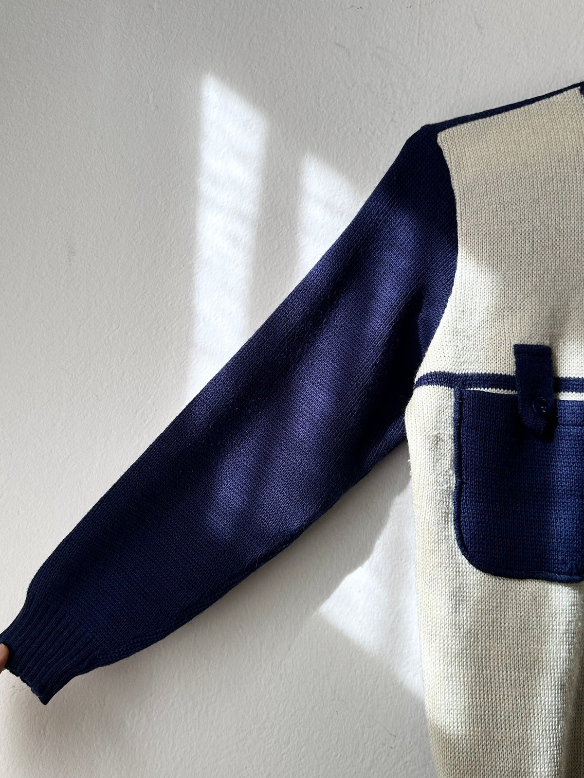 vintage zip-up knit cardigan with pockets