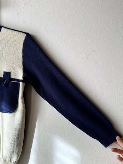 vintage zip-up knit cardigan with pockets