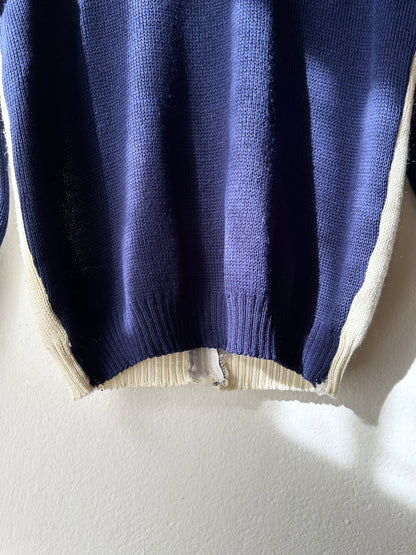 vintage zip-up knit cardigan with pockets