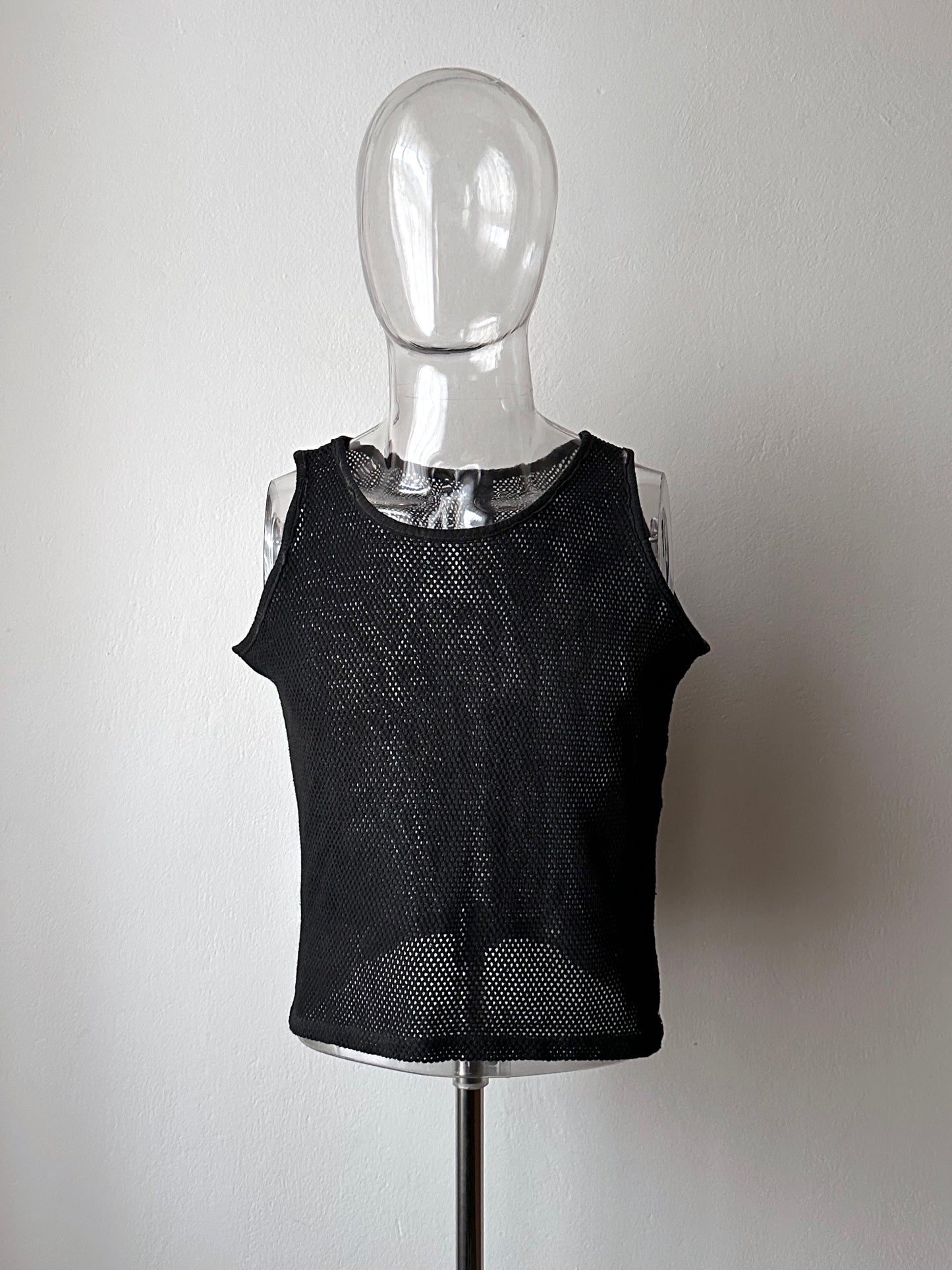 90s black mesh tank top - M